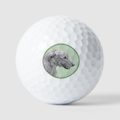 Irish Wolfhound Painting _ Cute Original Dog Art Golf Balls