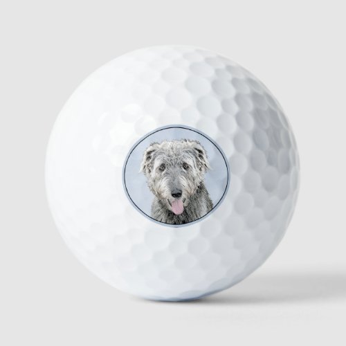 Irish Wolfhound Painting _ Cute Original Dog Art Golf Balls