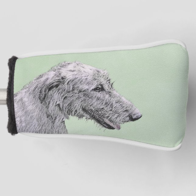Irish Wolfhound Painting - Cute Original Dog Art Golf Head Cover (Front)