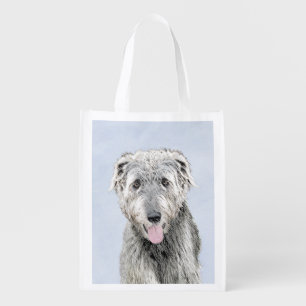 Irish Wolfhound Painting - Cute Original Dog Art Grocery Bag