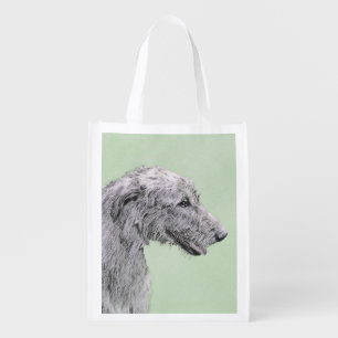 Irish Wolfhound Painting - Cute Original Dog Art Grocery Bag