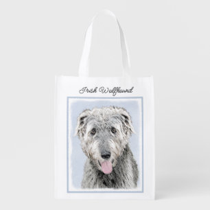 Irish Wolfhound Painting - Cute Original Dog Art Grocery Bag