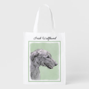 Irish Wolfhound Painting - Cute Original Dog Art Grocery Bag