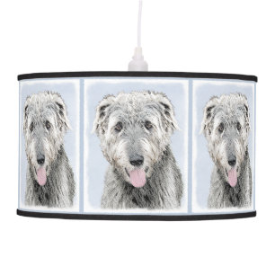 Irish Wolfhound Painting - Cute Original Dog Art Hanging Lamp