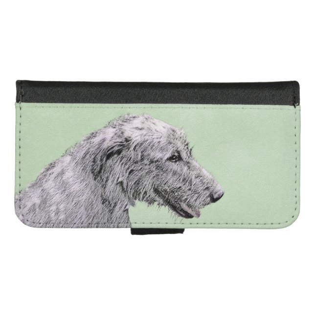 Irish Wolfhound Painting - Cute Original Dog Art iPhone Wallet Case (Front (Horizontal))