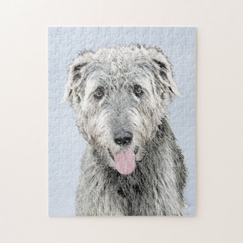 Irish Wolfhound Painting _ Cute Original Dog Art Jigsaw Puzzle