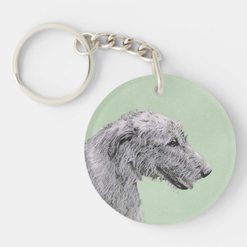 Irish Wolfhound Painting _ Cute Original Dog Art Keychain