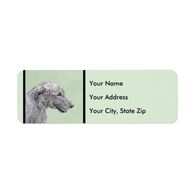 Irish Wolfhound Painting - Cute Original Dog Art Label (Front)