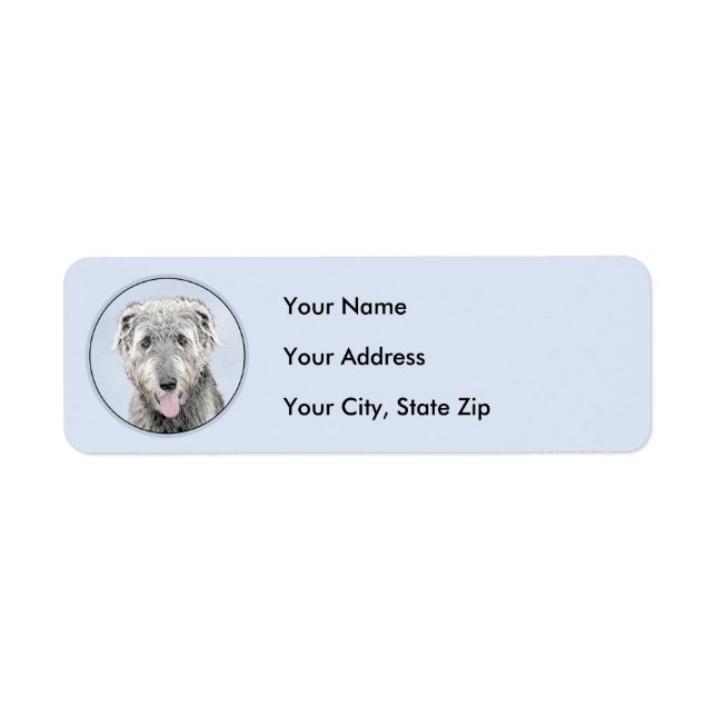 Irish Wolfhound Painting - Cute Original Dog Art Label (Front)