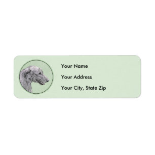 Irish Wolfhound Painting - Cute Original Dog Art Label