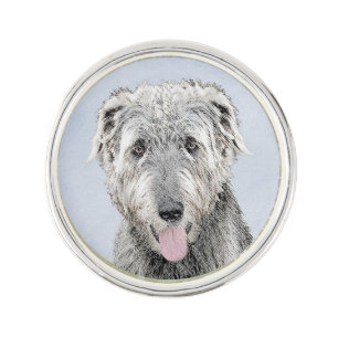 Irish Wolfhound Painting - Cute Original Dog Art Lapel Pin