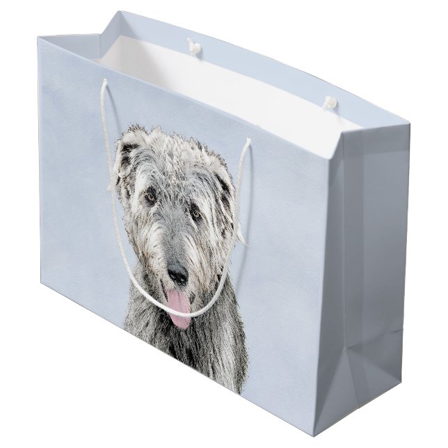 Irish Wolfhound Painting - Cute Original Dog Art Large Gift Bag (Back Angled)