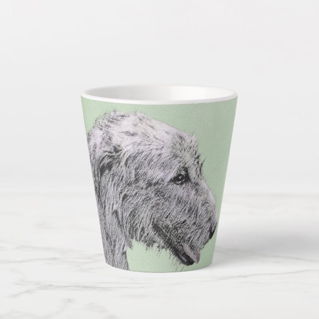 Irish Wolfhound Painting - Cute Original Dog Art Latte Mug (Front)