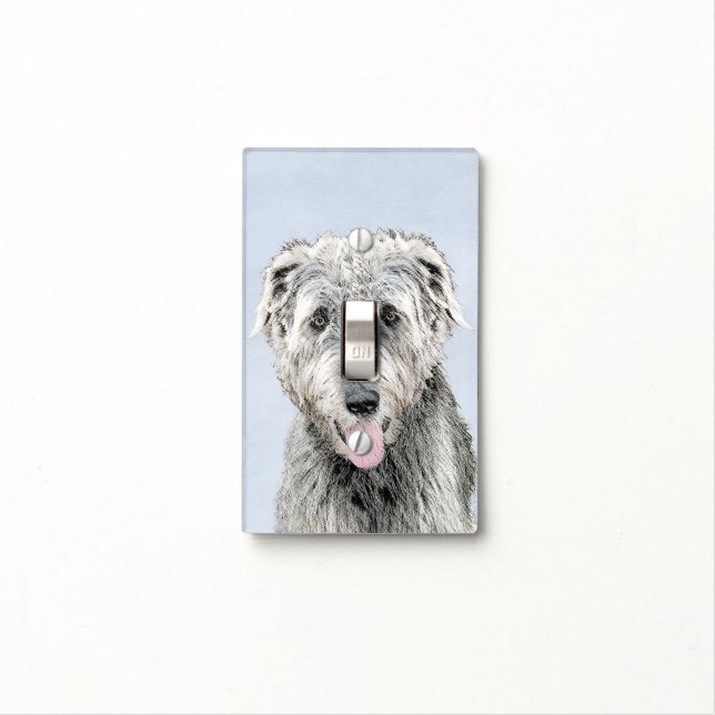 Irish Wolfhound Painting - Cute Original Dog Art Light Switch Cover (In Situ)