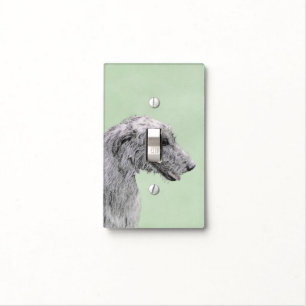 Irish Wolfhound Painting - Cute Original Dog Art Light Switch Cover
