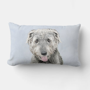 Irish Wolfhound Painting - Cute Original Dog Art Lumbar Pillow