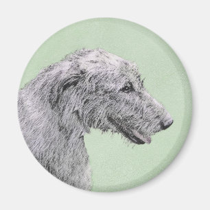 Irish Wolfhound Painting - Cute Original Dog Art Magnet