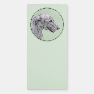 Irish Wolfhound Painting - Cute Original Dog Art Magnetic Notepad