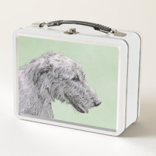 Irish Wolfhound Painting - Cute Original Dog Art Metal Lunch Box