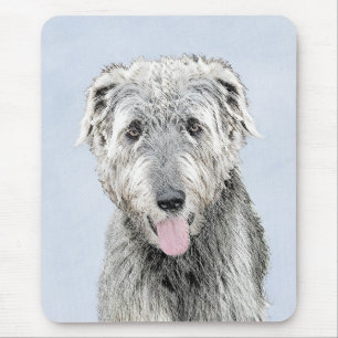 Irish Wolfhound Painting - Cute Original Dog Art Mouse Pad