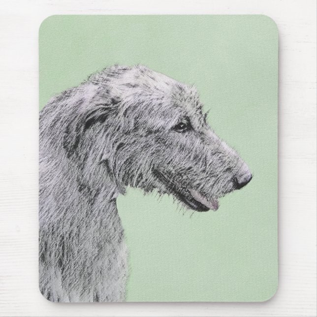 Irish Wolfhound Painting - Cute Original Dog Art Mouse Pad (Front)