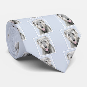 Irish Wolfhound Painting - Cute Original Dog Art Neck Tie