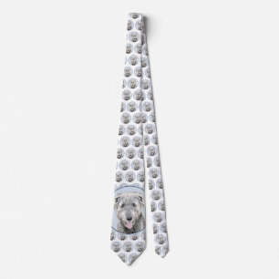 Irish Wolfhound Painting - Cute Original Dog Art Neck Tie