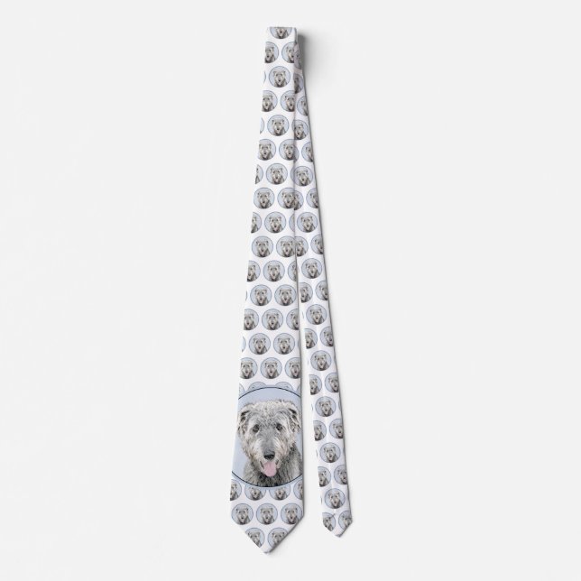 Irish Wolfhound Painting - Cute Original Dog Art Neck Tie (Front)