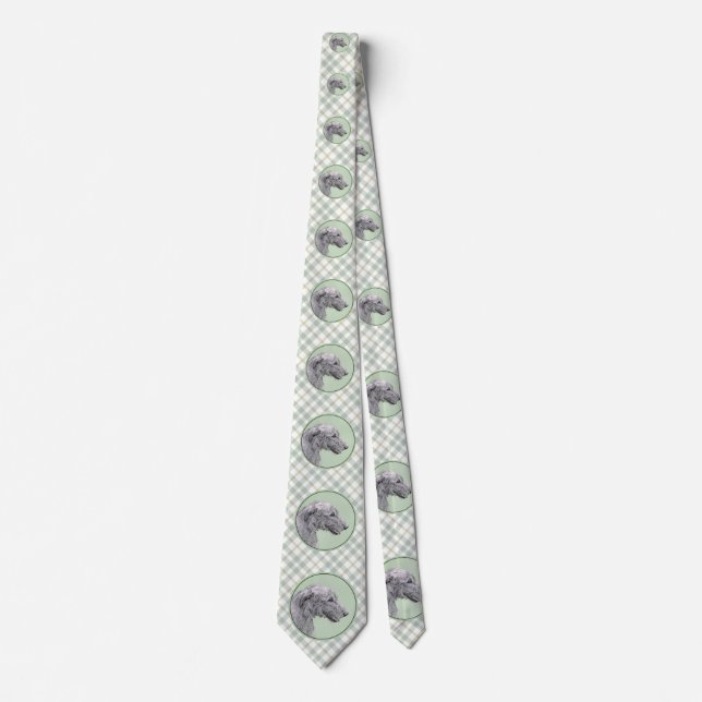 Irish Wolfhound Painting - Cute Original Dog Art Neck Tie (Front)