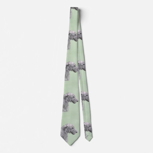 Irish Wolfhound Painting - Cute Original Dog Art Neck Tie (Front)