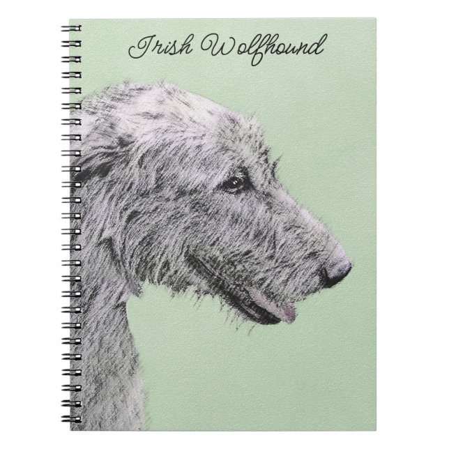 Irish Wolfhound Painting - Cute Original Dog Art Notebook (Front)
