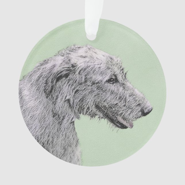 Irish Wolfhound Painting - Cute Original Dog Art Ornament (Front)