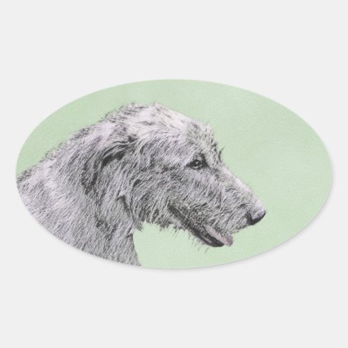 Irish Wolfhound Painting _ Cute Original Dog Art Oval Sticker