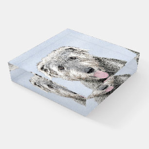Irish Wolfhound Painting - Cute Original Dog Art Paperweight