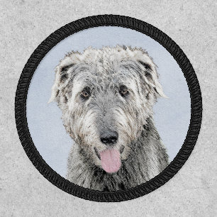 Irish Wolfhound Painting - Cute Original Dog Art Patch