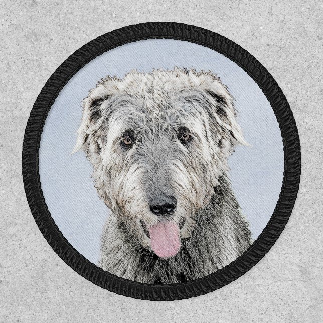 Irish Wolfhound Painting - Cute Original Dog Art Patch (Front)