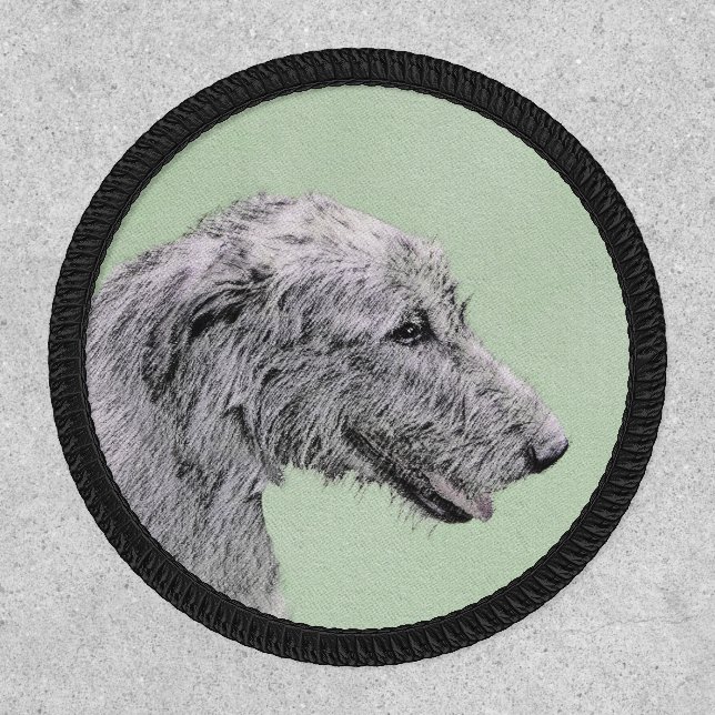 Irish Wolfhound Painting - Cute Original Dog Art Patch (Front)