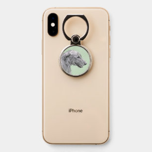 Irish Wolfhound Painting - Cute Original Dog Art Phone Ring Stand
