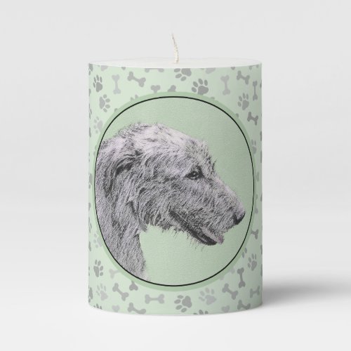 Irish Wolfhound Painting _ Cute Original Dog Art Pillar Candle