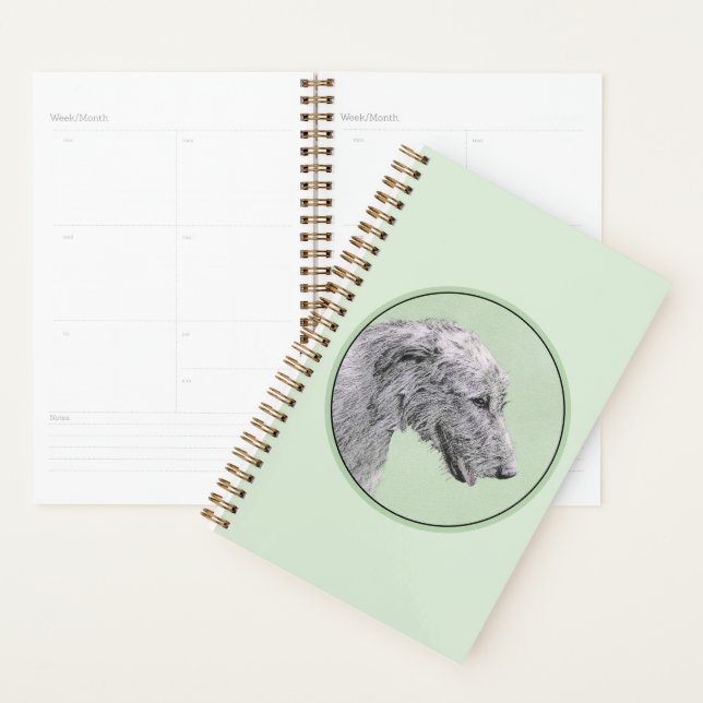 Irish Wolfhound Painting - Cute Original Dog Art Planner (Display)