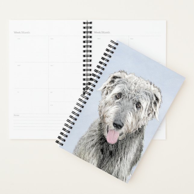 Irish Wolfhound Painting - Cute Original Dog Art Planner (Display)