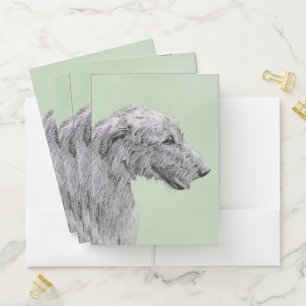Irish Wolfhound Painting - Cute Original Dog Art Pocket Folder