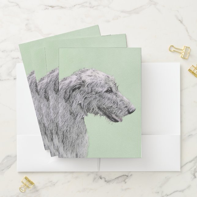Irish Wolfhound Painting - Cute Original Dog Art Pocket Folder (In Situ)