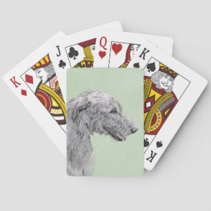 Irish Wolfhound Painting - Cute Original Dog Art Poker Cards