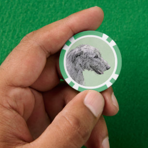 Irish Wolfhound Painting - Cute Original Dog Art Poker Chips
