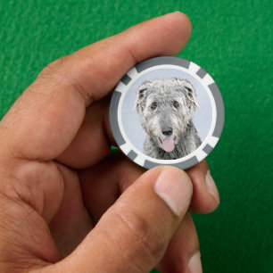 Irish Wolfhound Painting - Cute Original Dog Art Poker Chips