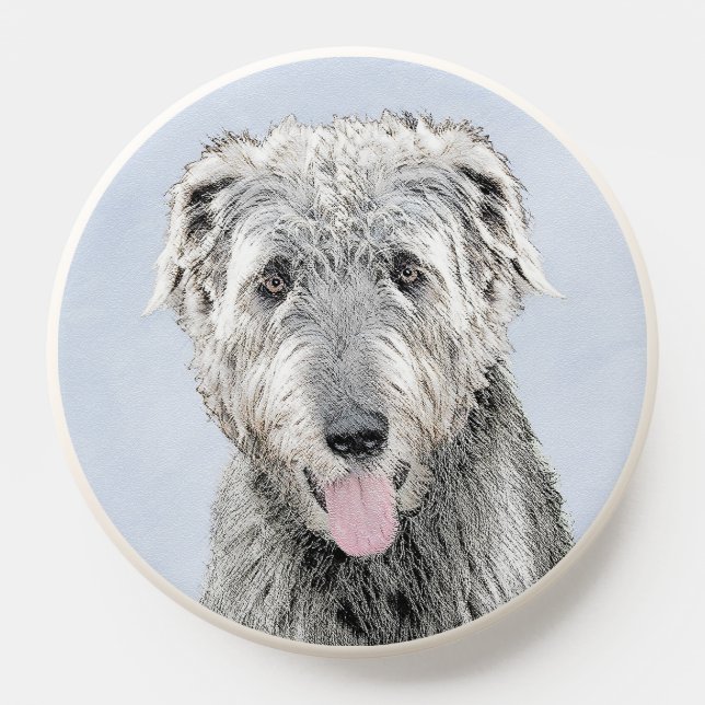 Irish Wolfhound Painting - Cute Original Dog Art PopSocket (Popsocket)