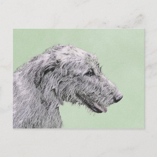 Irish Wolfhound Painting - Cute Original Dog Art Postcard (Front)