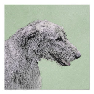 Irish Wolfhound Painting - Cute Original Dog Art Poster