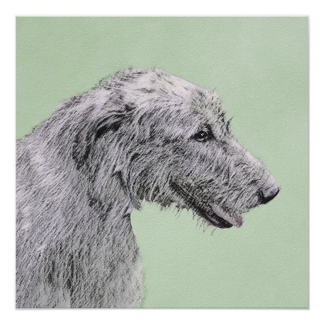 Irish Wolfhound Painting - Cute Original Dog Art Poster (Front)